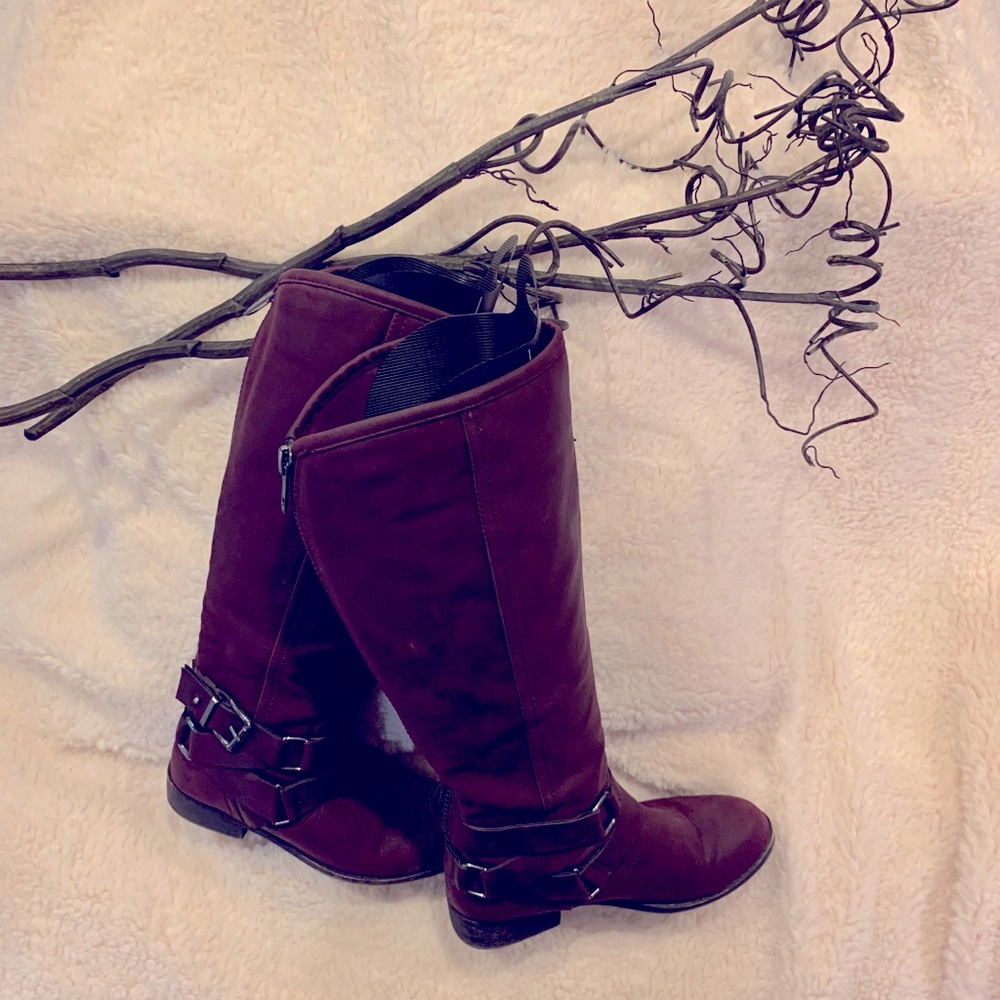 Deep Purple wide-calf vegan leather boots